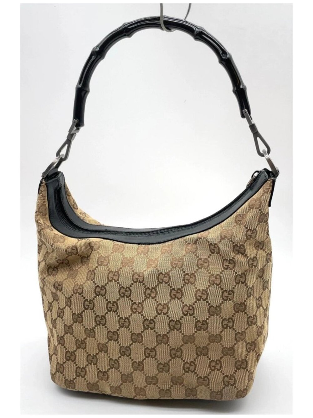 Authentic Gucci Vintage GG Canvas Bamboo Handle Hobo Shoulder Bag - Picture 3 of 16